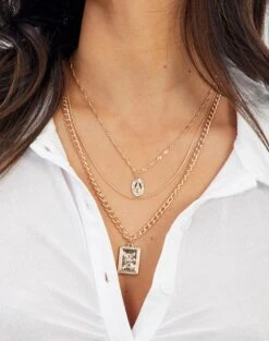 Maxi Lace Dress 32 Maxi Lace Dress -GLASSONS CLOTHING 3 chain necklace pack gold front je52156nl 1