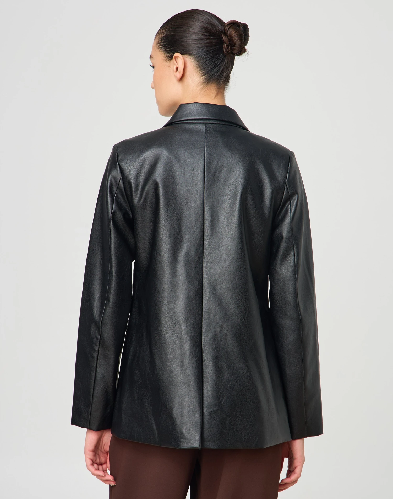 Faux Leather Blazer 5 Faux Leather Blazer - Image 3