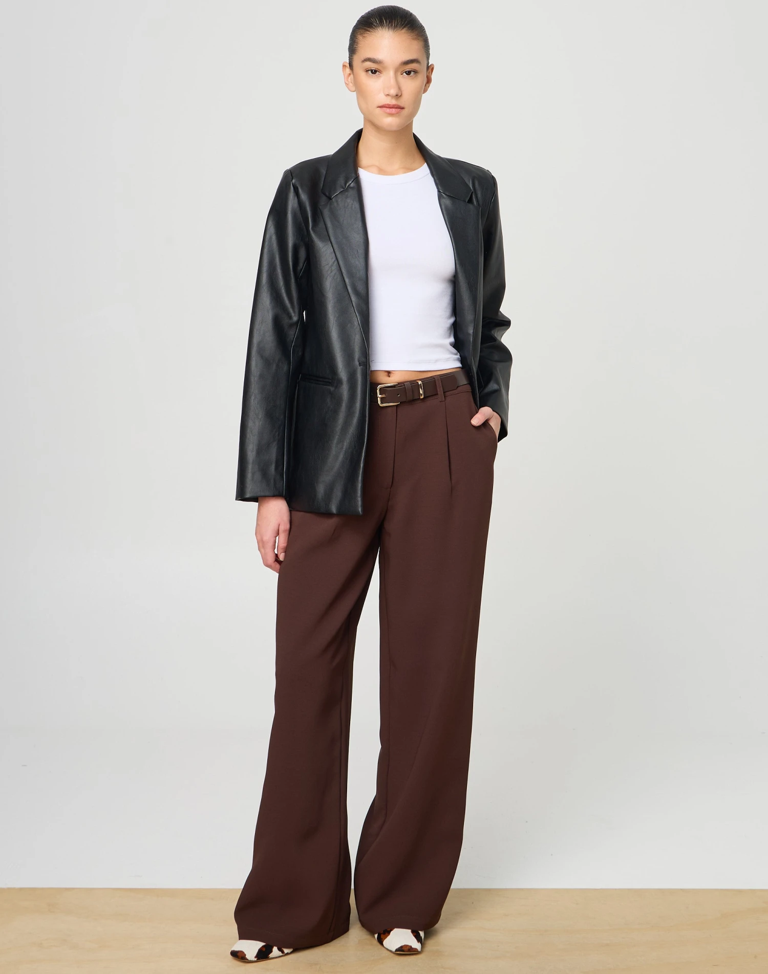 Faux Leather Blazer 4 Faux Leather Blazer - Image 2