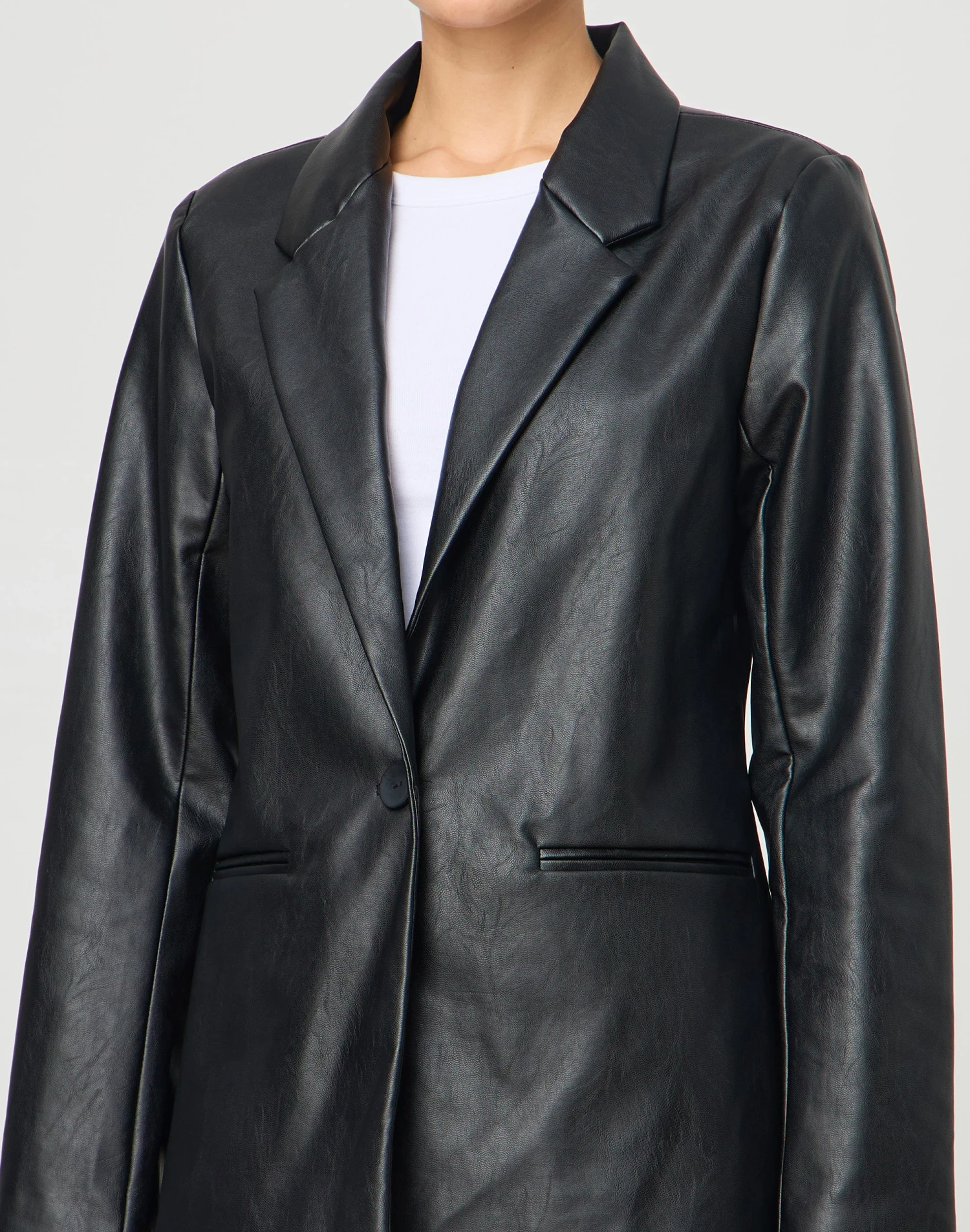 Faux Leather Blazer 6 Faux Leather Blazer - Image 4