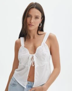 Foldover Zip Tube Top 34 Foldover Zip Tube Top -GLASSONS CLOTHING alixir split broderie cami white front bv135740cot