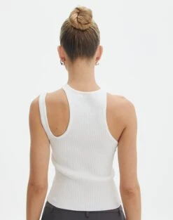 Cut Out Ribbed Tank Top -GLASSONS CLOTHING alutha asym knit top milk back kv143264vn