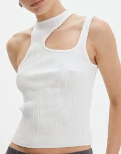 Cut Out Ribbed Tank Top -GLASSONS CLOTHING alutha asym knit top milk imageback kv143264vn