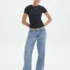 Thin Waistband Straight Leg Jean 1 Thin Waistband Straight Leg Jean -GLASSONS CLOTHING amber low rise straight jeans riley vintage wash front jd127424rdnm 1