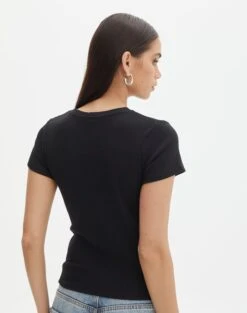 Ribbed Crew Neck Tee -GLASSONS CLOTHING angeles rib baby t shirt black back ts119559ocot