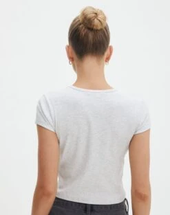 Ribbed Crew Neck Tee -GLASSONS CLOTHING angeles rib baby t shirt snow marle back ts119559ocot
