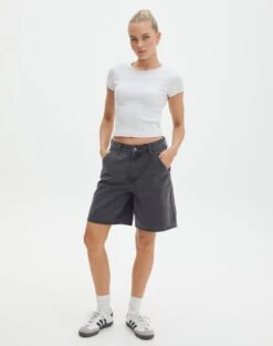 Ribbed Crew Neck Tee -GLASSONS CLOTHING angeles rib baby t shirt snow marle full ts119559ocot