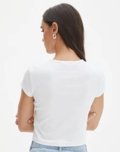 Ribbed Crew Neck Tee -GLASSONS CLOTHING angeles rib baby t shirt white back ts119559ocot