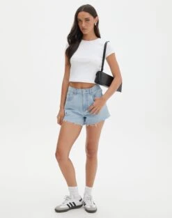 Ribbed Crew Neck Tee -GLASSONS CLOTHING angeles rib baby t shirt white full ts119559ocot