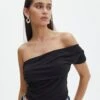 One Shoulder Asymmetric Top -GLASSONS CLOTHING arabella assymetric top black front tv131045pln 1