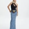 Panelled Denim Maxi Skirt -GLASSONS CLOTHING arizona midi skirt anwar blue wash front sl91950dnm 1