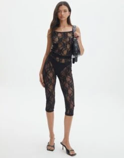 Satin Zip Pocket Cargo Pants 41 Satin Zip Pocket Cargo Pants -GLASSONS CLOTHING asta lace pant black front pw131058lac 2