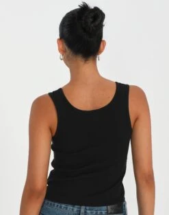 V Neck Tank 24 V Neck Tank -GLASSONS CLOTHING awhina v neck tank black back tv79336orib