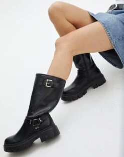 Tie Waist Linen Pant -GLASSONS CLOTHING barney biker boot black front sh114525pu 9