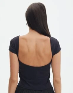 Supersoft Backless Short Sleeve Top 24 Supersoft Backless Short Sleeve Top -GLASSONS CLOTHING bayley backless top black back ts73693pch