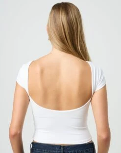 Supersoft Backless Short Sleeve Top 29 Supersoft Backless Short Sleeve Top -GLASSONS CLOTHING bayley backless top white back ts73693pch