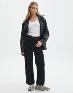 Panelled Knit Long Sleeve Top -GLASSONS CLOTHING beadie wide leg crop jean washed black front jd41279fau 3