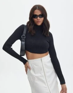 Low Rise Ripped Straight Leg Jean -GLASSONS CLOTHING bearman backless funnel top black front kl111146knt 1