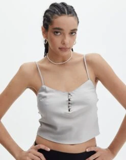 Strapless Stitch Detail Top 31 Strapless Stitch Detail Top -GLASSONS CLOTHING bill button blouse smoked pearl front bv73044sat