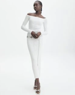 Ribbed Off Shoulder Long Sleeve Maxi Dress 32 Ribbed Off Shoulder Long Sleeve Maxi Dress -GLASSONS CLOTHING boston bardot knit dress milk front kd109828rib 2