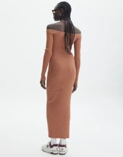 Ribbed Off Shoulder Long Sleeve Maxi Dress 29 Ribbed Off Shoulder Long Sleeve Maxi Dress -GLASSONS CLOTHING boston bardot knit dress slice of cake back kd109828rib