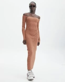 Supersoft Twist Cut Out Long Sleeve Mini Dress -GLASSONS CLOTHING boston bardot knit dress slice of cake front kd109828rib