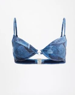 Printed Balconette Thin Strap Bikini Top -GLASSONS CLOTHING bria balconette bikini top denim patches detail ga123691rdnp