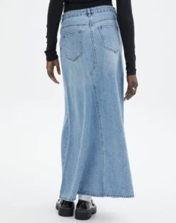 Front Split Denim Maxi Skirt -GLASSONS CLOTHING california split front denim maxi skirt riley vintage wash back sl117834dnm