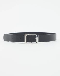 Square Buckle Belt -GLASSONS CLOTHING camelia classic buckle belt blacksilver detail be134198pu