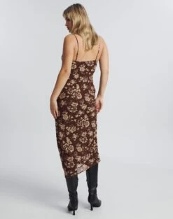 Print Cowl Neck Maxi Dress -GLASSONS CLOTHING camille cowl neck midi dress soy blooms back dl77736prt