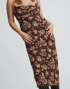 Print Cowl Neck Maxi Dress -GLASSONS CLOTHING camille cowl neck midi dress soy blooms imageback dl77736prt
