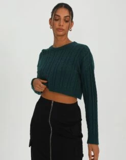 One Shoulder Split Side Knit Top -GLASSONS CLOTHING capricorn cable knit top ivy league front kl55029knt
