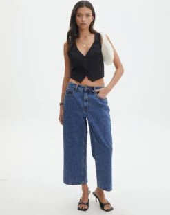 Thin Waistband Straight Leg Jean 40 Thin Waistband Straight Leg Jean -GLASSONS CLOTHING carli long culottes suzy mid wash front jd136909rdnm 1