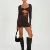 Supersoft Twist Cut Out Long Sleeve Mini Dress -GLASSONS CLOTHING cartia ls cut out mini its soy cute front ds85940pln