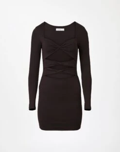 Supersoft Twist Cut Out Long Sleeve Mini Dress -GLASSONS CLOTHING cartia ls cut out mini its soy cute full ds85940pln