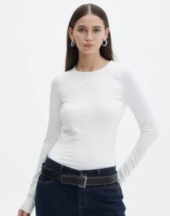 Supersoft Backless Long Sleeve Bodysuit -GLASSONS CLOTHING cassidy cut out bodysuit milk back tb118064pch