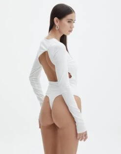 Supersoft Backless Long Sleeve Bodysuit -GLASSONS CLOTHING cassidy cut out bodysuit milk detail tb118064pch