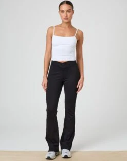 Crochet Knit Long Sleeve Top -GLASSONS CLOTHING christy v front ponte pant black front pw48072pont