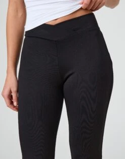 V Front Flare Ponte Pant -GLASSONS CLOTHING christy v front ponte pant black imageback pw48072pont