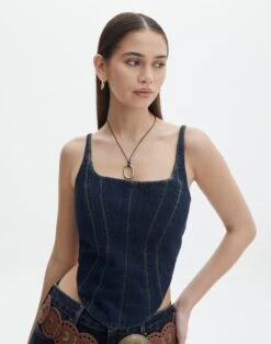 Panelled Denim Maxi Skirt -GLASSONS CLOTHING co arizona denim corset last rodeo indigo front bv102322rdnm