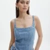 Tie Back Denim Square Neck Corset Bustier -GLASSONS CLOTHING co arizona denim corset riley vintage wash front bv102322rdnm 3