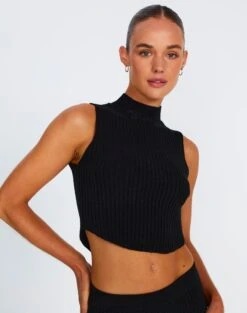 Ribbed Knit Maxi Skirt -GLASSONS CLOTHING co astor knit black front kv109477knt 1