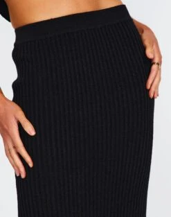 Ribbed Knit Maxi Skirt -GLASSONS CLOTHING co astor textured knit midi skirt black imageback sl109352knt
