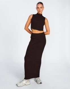 High Neck Curve Hem Knit Tank Top -GLASSONS CLOTHING co astor textured knit midi skirt its soy cute front sl109352knt