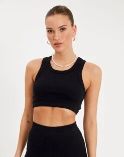 Boat Neck Long Sleeve Top -GLASSONS CLOTHING co bhaddie rib tank black front tv54957rib 2