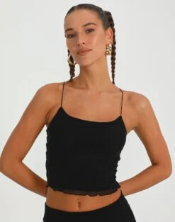 Mesh Cross Back Lettuce Trim Cami