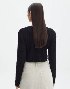 Twist Front Long Sleeve Knit Top -GLASSONS CLOTHING co chenina chunky twist knit black back kl48394che