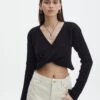 Twist Front Long Sleeve Knit Top 1 Twist Front Long Sleeve Knit Top -GLASSONS CLOTHING co chenina chunky twist knit black front kl48394che 1