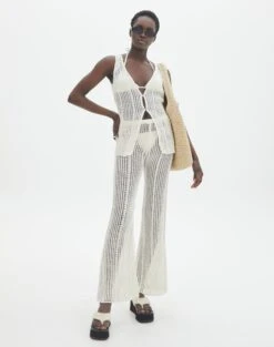 High Rise Tailored Wide Leg Panelled Pant 26 High Rise Tailored Wide Leg Panelled Pant -GLASSONS CLOTHING co coral crochet pant milk front pw118725cro 6