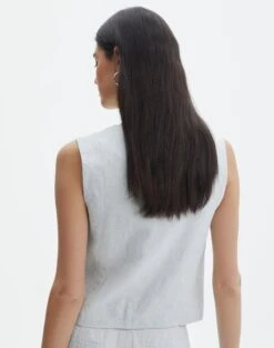 Linen Tailored Vest -GLASSONS CLOTHING co harley linen vest icecapmilk back bv128737tcd